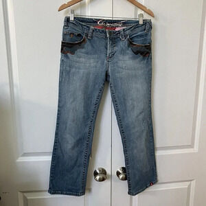 Y2K EDC by Esprit Embroidered Low Rise Jeans 2000s  Straight Leg Blue Denim